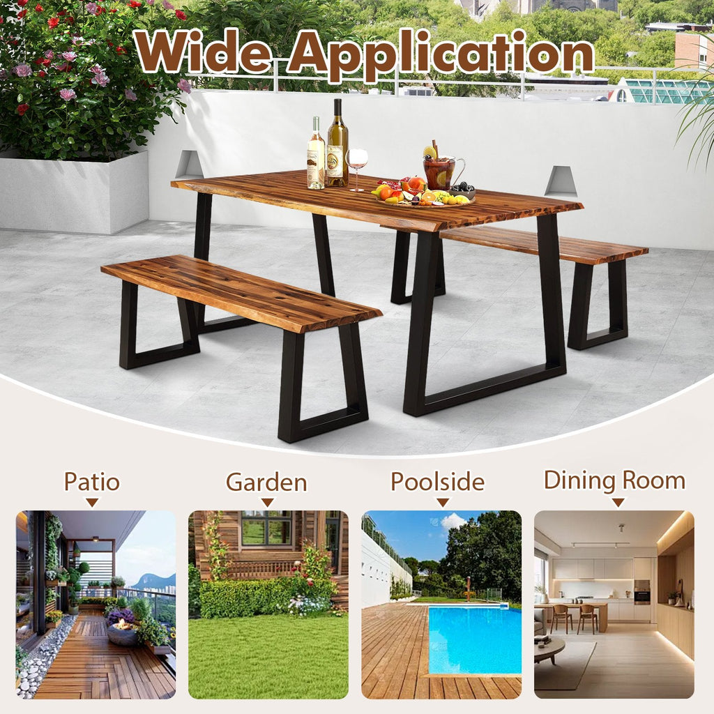 Solid Acacia Wood Patio Bench Dining Bench Seating Bench
