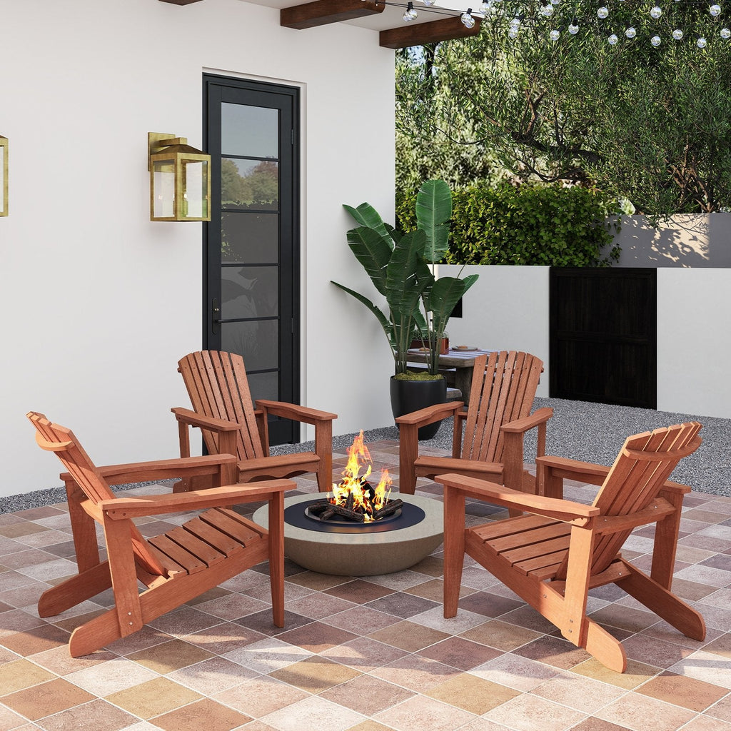Solid Wood Adirondack Chair with High, Backrest and Wide Armrests