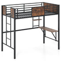 Twin Loft Bed with Built In Desk, Shelf, 13 Inch Guardrail and 3 Step Ladder