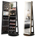 Standing Jewelry Cabinet with Adjustable LED Lights-Black