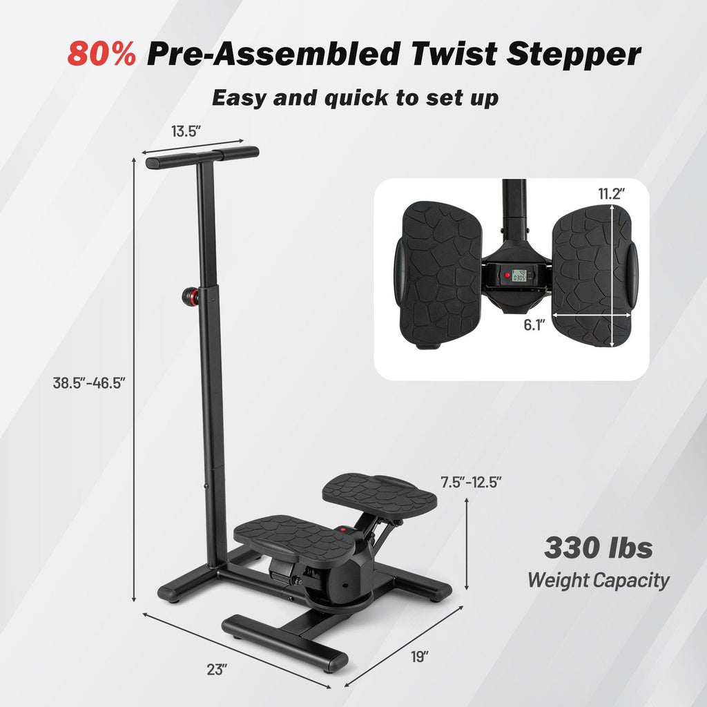 Steppers for Exercise Twist Stair Stepper Workout Equipmen-Black