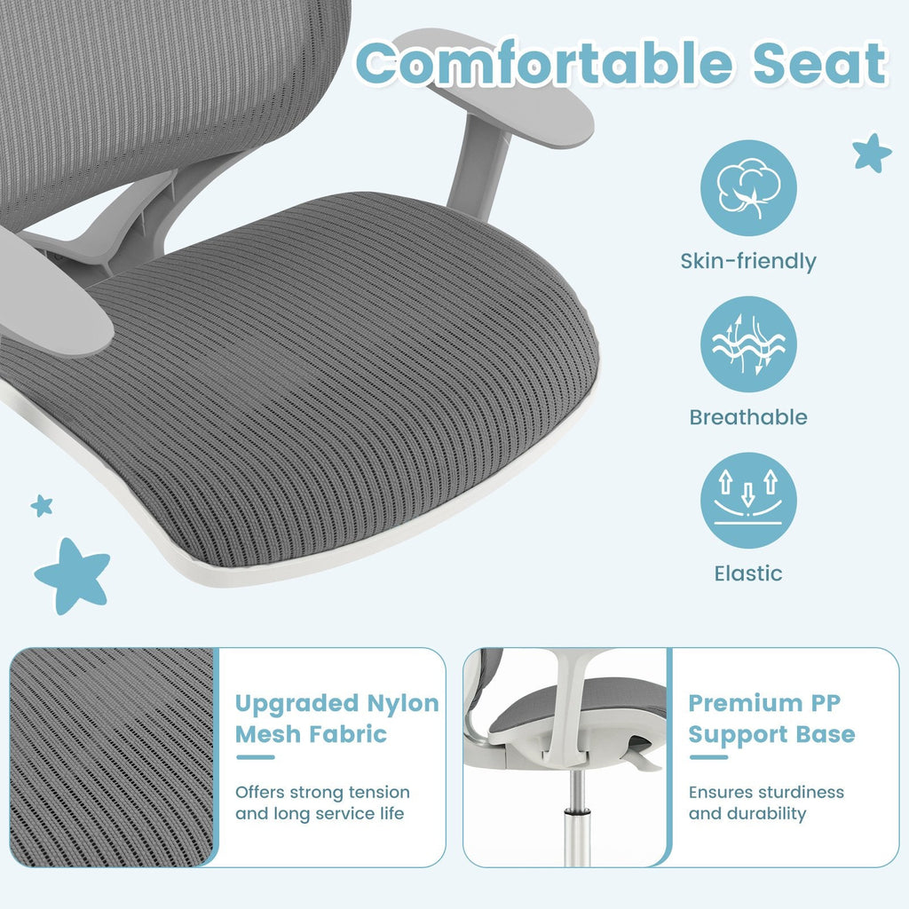 Swivel Mesh Children Computer Chair with Adjustable Height-Gray