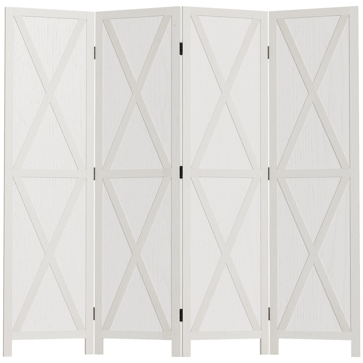 4-panel Wall Partition Farmhouse Room Separator with Foldable Design Wooden Frame 5.6FT, Walnut
