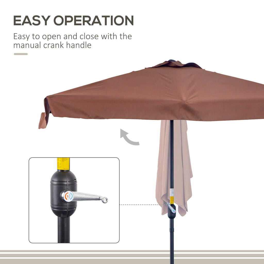 9.8ft Half Umbrella Semi Round Patio Parasol with Crank Handle, Top Vent for Garden, Balcony- NO BASE INCLUDED, Green