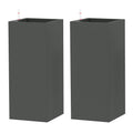 2 Pack Planter Box, 26 Inch Plastic Flower Pots with Water Level Indicator, Drainage Hole and Drain Plug, Dark Grey