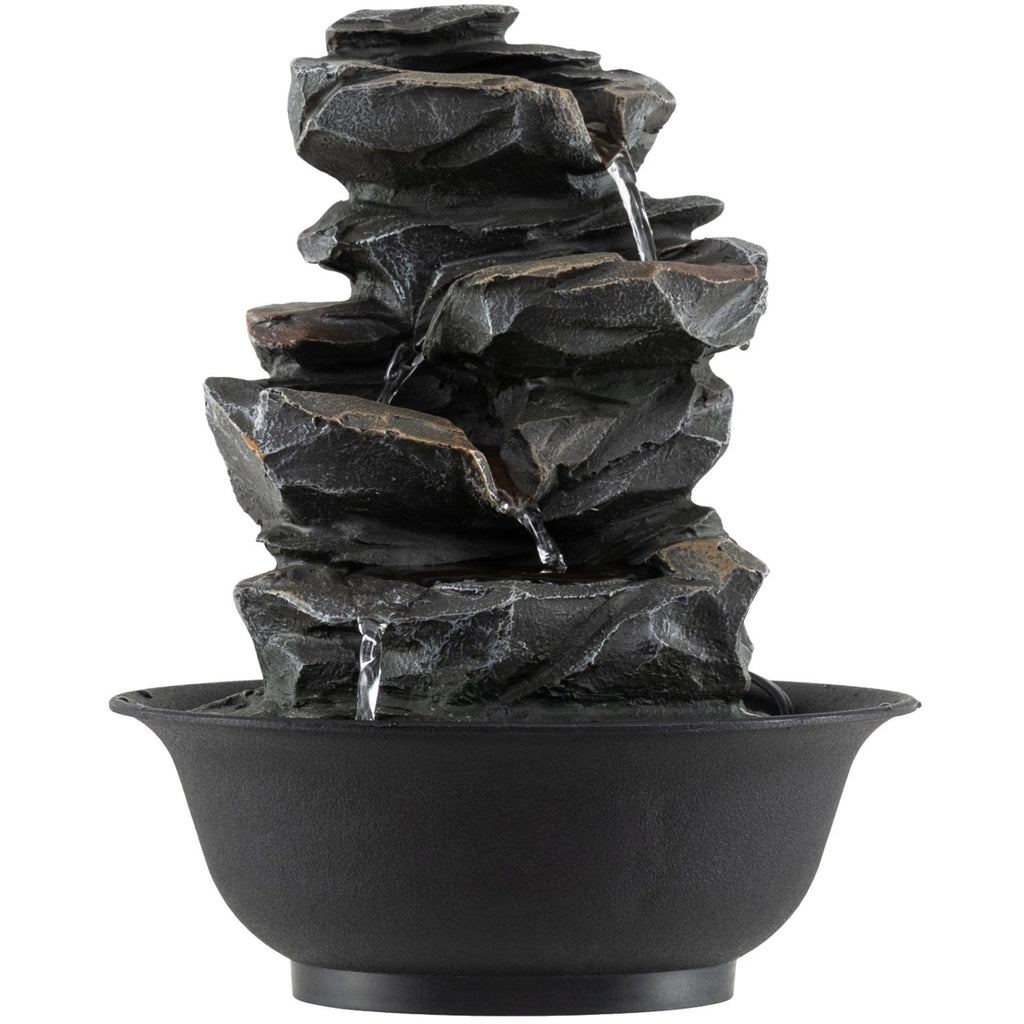 Tabletop Water Fountain with LED Light Indoor Desktop Cascading Water Feature