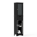 Tall Floor Storage Cabinet with 2 Doors and 1 Drawer for Bathroom-Black