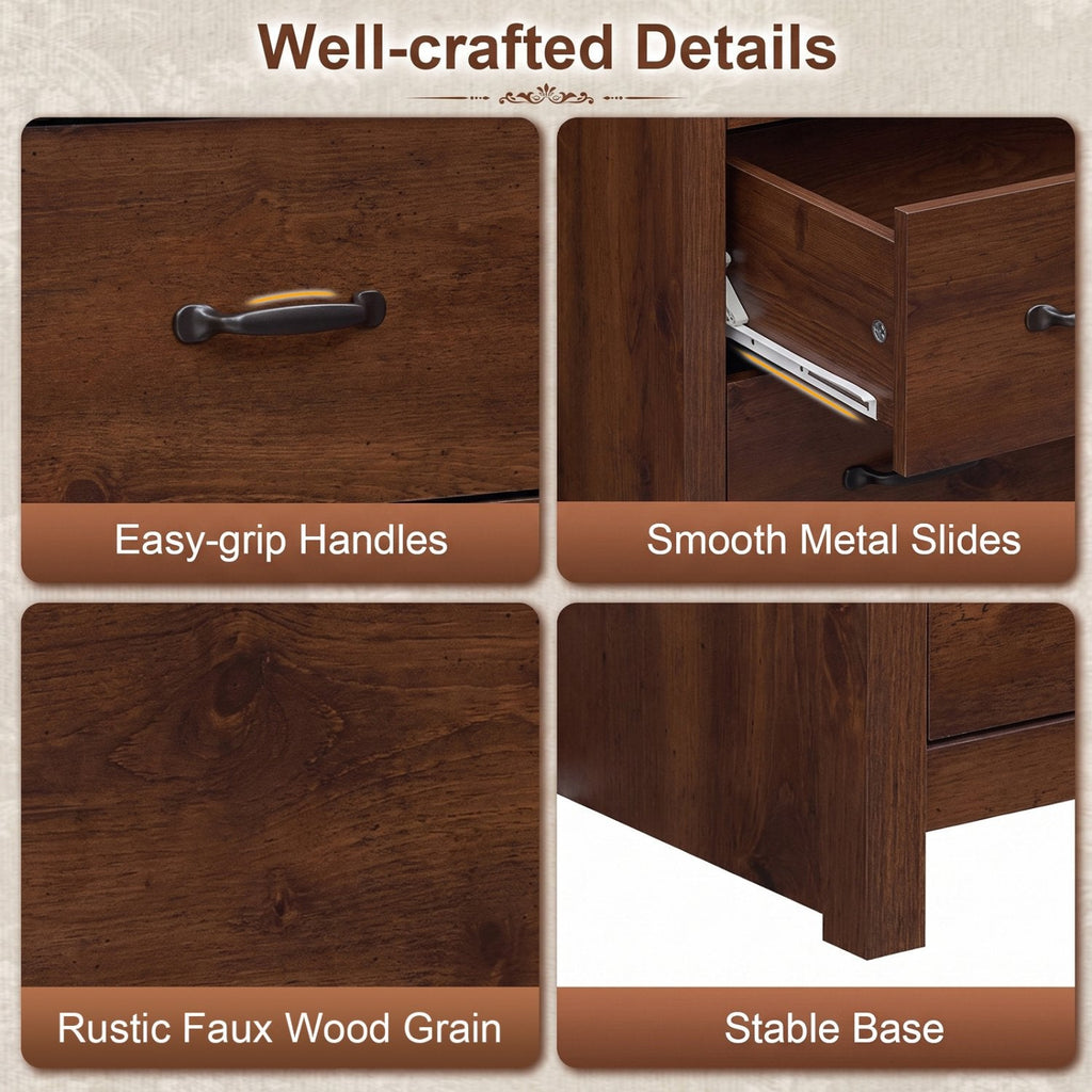 Tall Storage Dresser with 5 Pull-out Drawers for Bedroom Living Room-Walnut