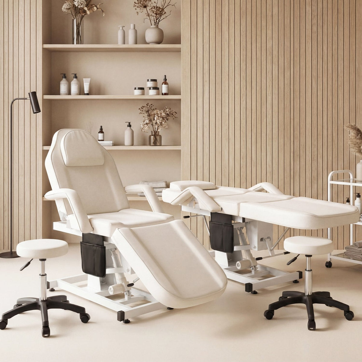 Tattoo Chair for Client Esthetician with Hydraulic Stool-White