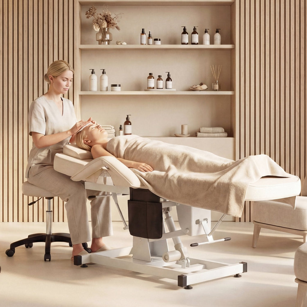 Tattoo Chair for Client Esthetician with Hydraulic Stool-White