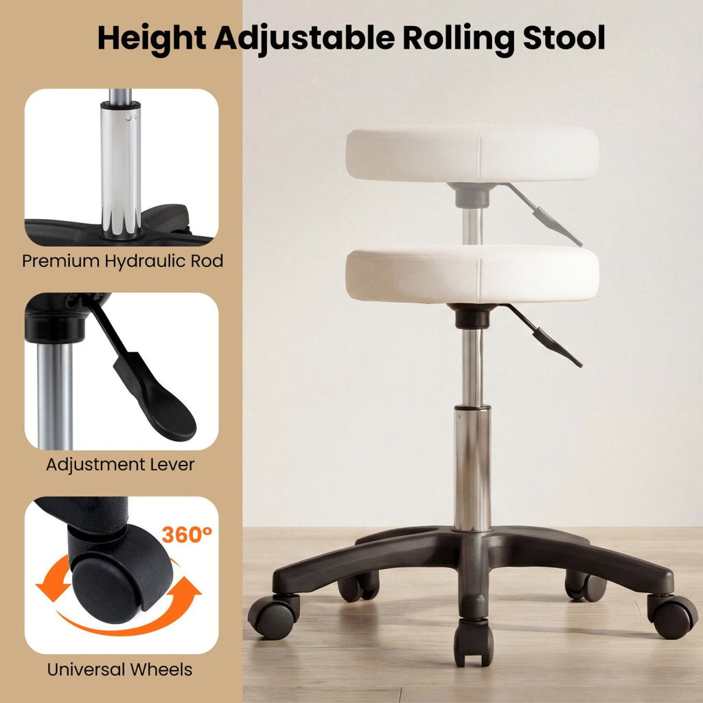 Tattoo Chair for Client Esthetician with Hydraulic Stool-White