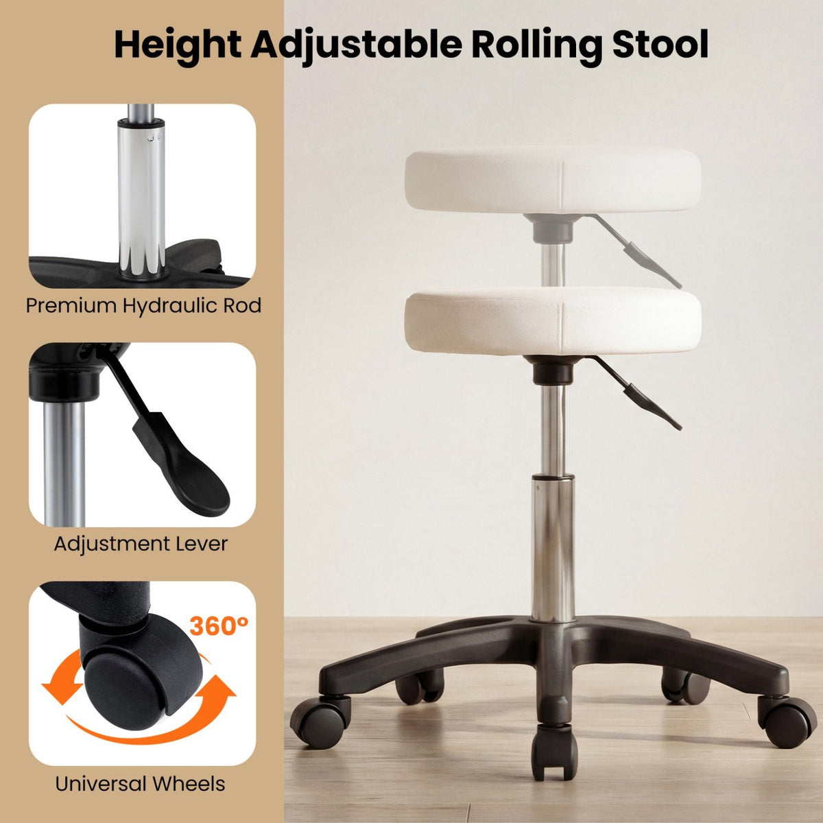 Tattoo Chair for Client Esthetician with Hydraulic Stool-White