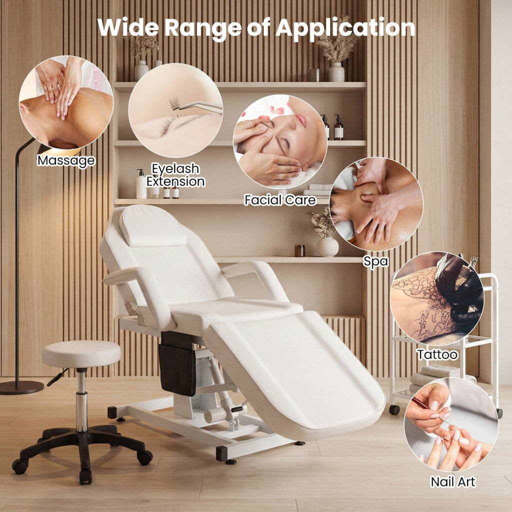 Tattoo Chair for Client Esthetician with Hydraulic Stool-White