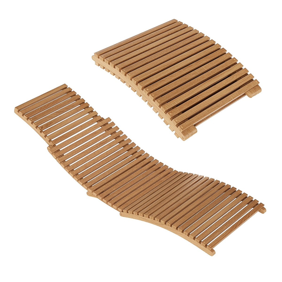 Teak Wood Folding Chaise Lounge with Slatted Contoured Seat, 330 lb