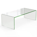 40 Inch Bent Tempered Glass Coffee Table with Rounded Edges for the Living Room