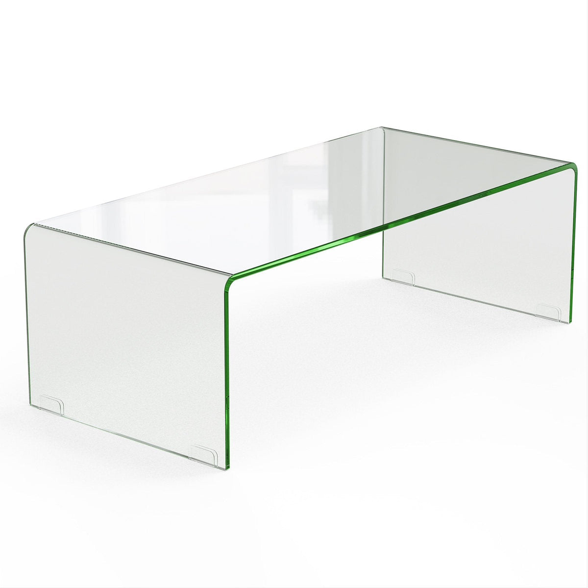 40 Inch Bent Tempered Glass Coffee Table with Rounded Edges for the Living Room
