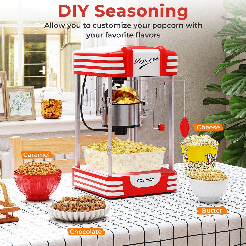 Theater Style Countertop Popcorn Maker with Stainless Steel Kettle-Red