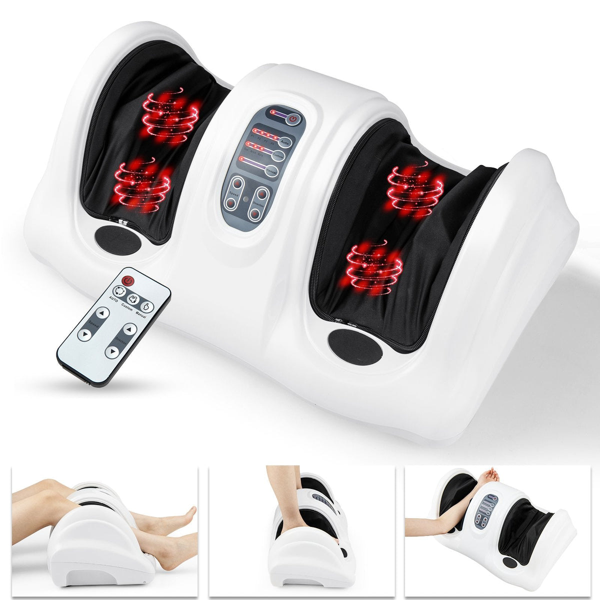 Therapeutic Shiatsu Foot Massager with High Intensity Rollers-White