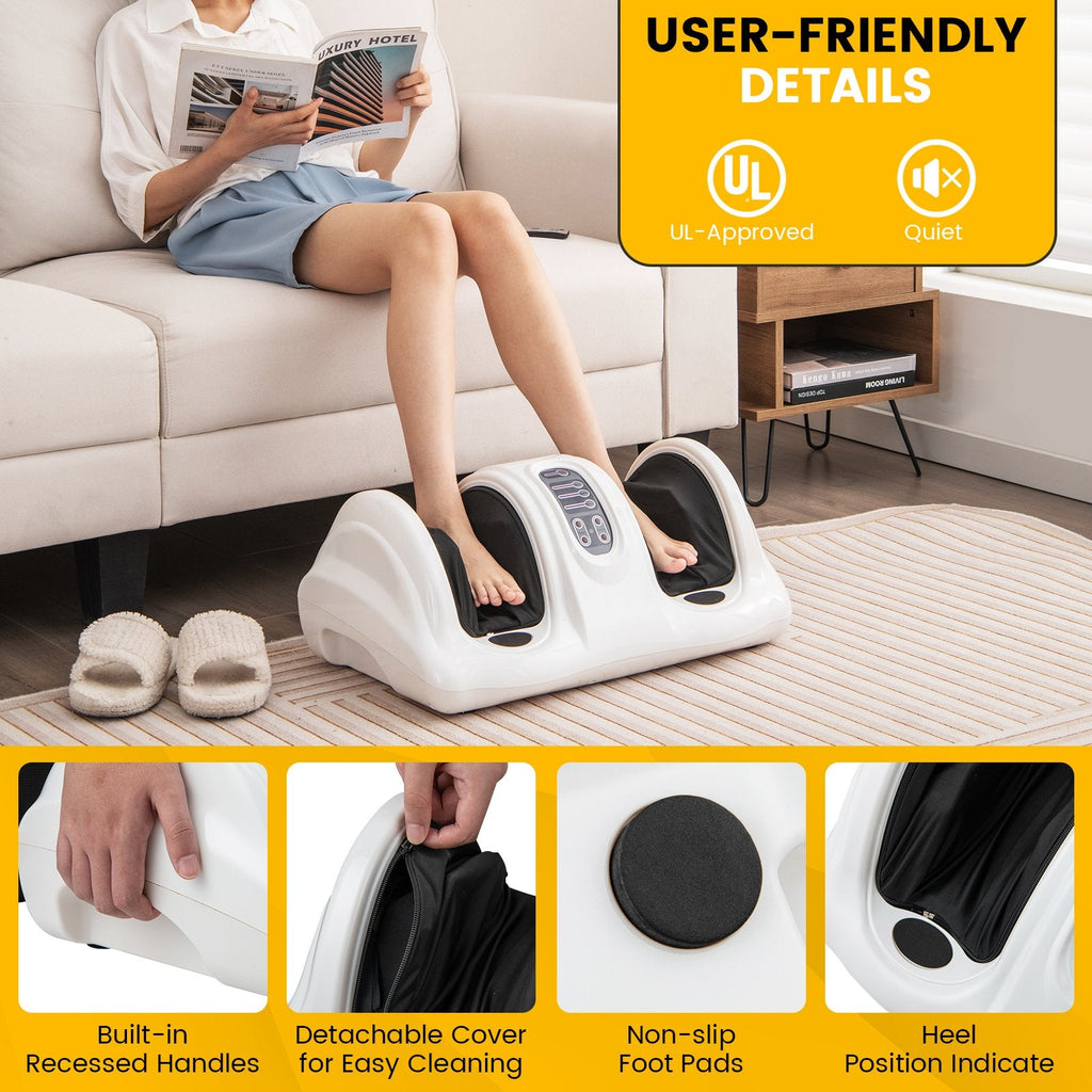 Therapeutic Shiatsu Foot Massager with High Intensity Rollers-White