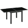 63" Extendable Outdoor Dining Table Patio Table with Aluminum Frame and Tempered Glass Tabletop, Black