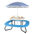 Toddler Outdoor Activity Table with Adjustable and Collapsible Umbrella-White