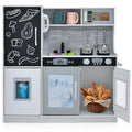 White Toddler Play Kitchen with Blackboard, Dishwasher, Ice Maker and Wall Fixing