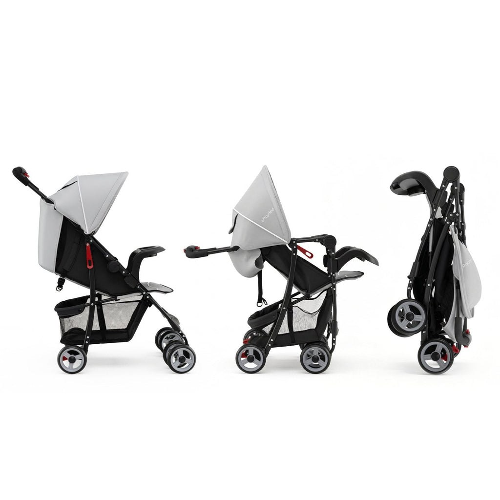 Toddler Travel Stroller for Airplane with Canopy and Adjustable Backrest-Gray