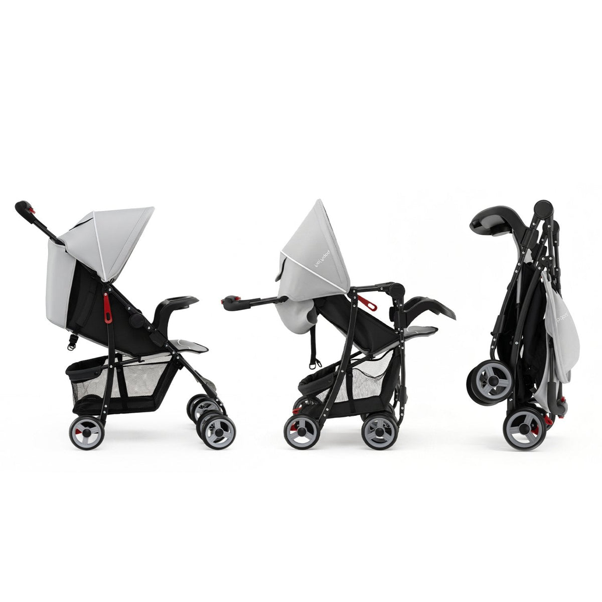 Toddler Travel Stroller for Airplane with Canopy and Adjustable Backrest-Gray