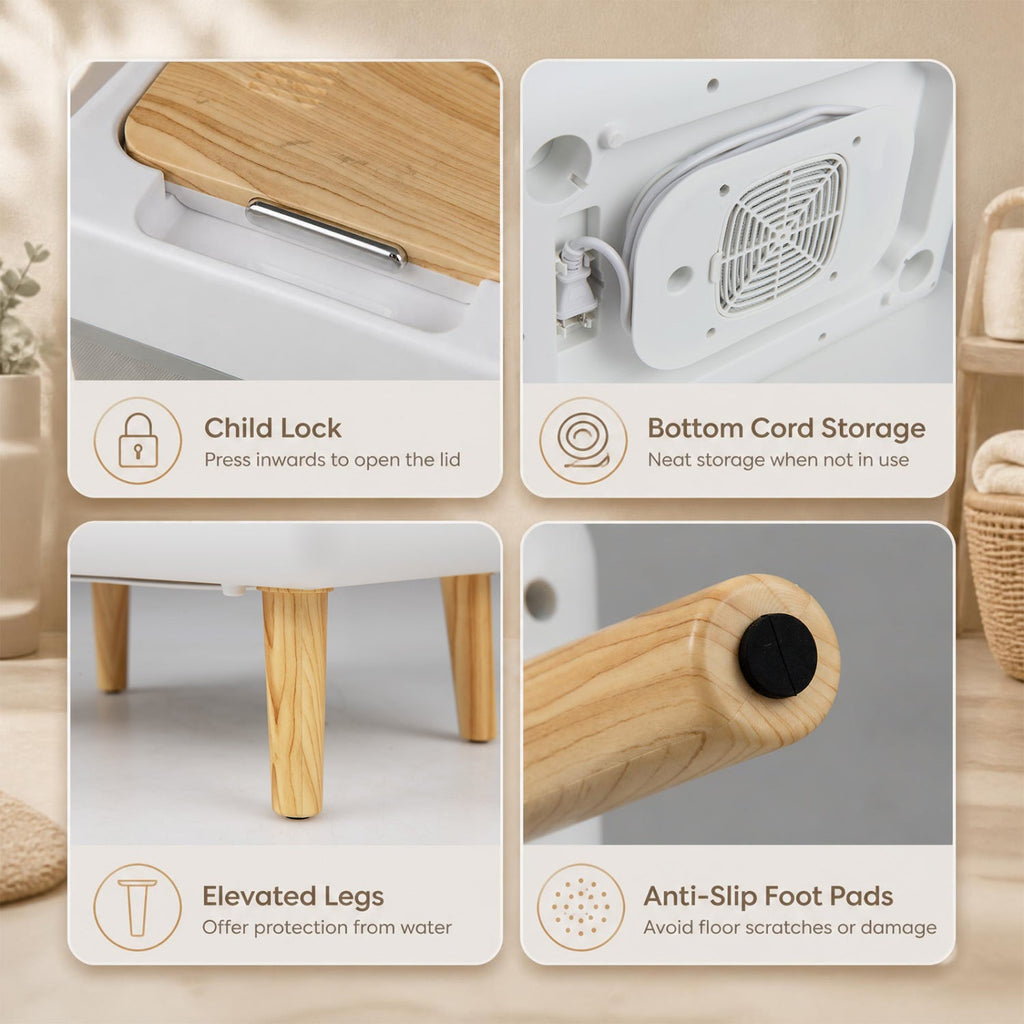 Towel Warmer Bucket with Foldable Design and Auto Shut Off for Bathroom-Natural