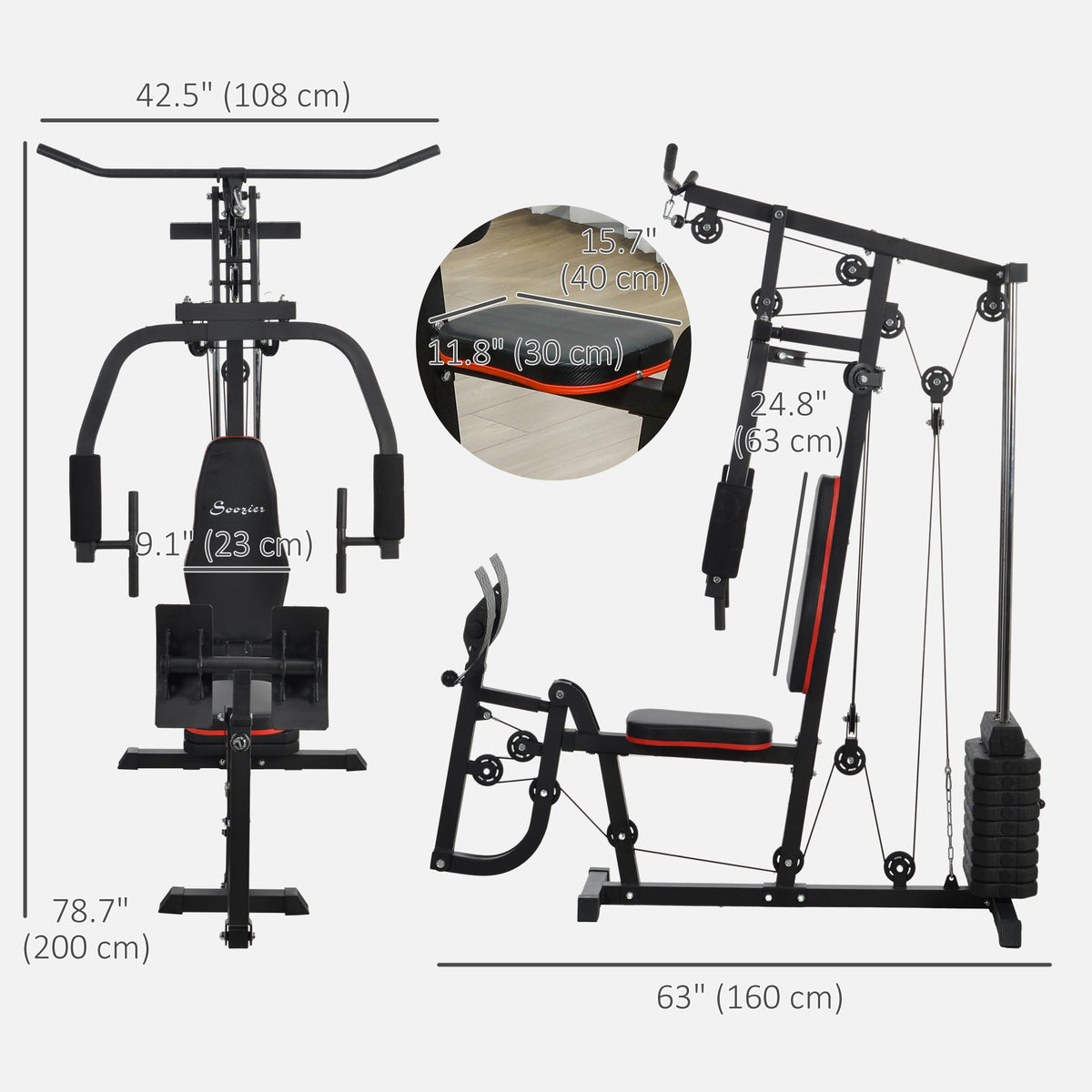 Home Gym Weights Machine, Multi Gym Lat Pulldown and Leg Workout Equipment with 99lbs Weight Stack