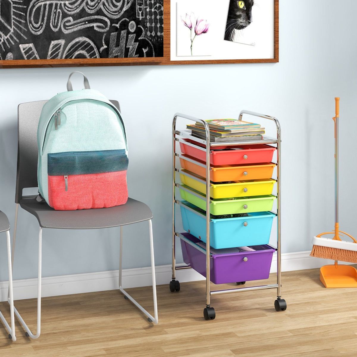 6 Drawers Rolling Storage Cart Organizer-Multicolor