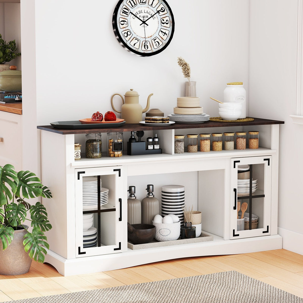 TV Stand with LED Lights and Remote Control-White