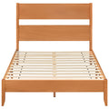Full Bed Frame with Headboad and Solid Wood Legs 12 Slats-Warm Brown