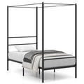Twin Metal Canopy Bed with 4 Posts, 11 Metal Slats and 12.5 Inch Clearance