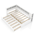 Twin Size Daybed Platform Bed Frame with Trundle and Bedside Shelves-White