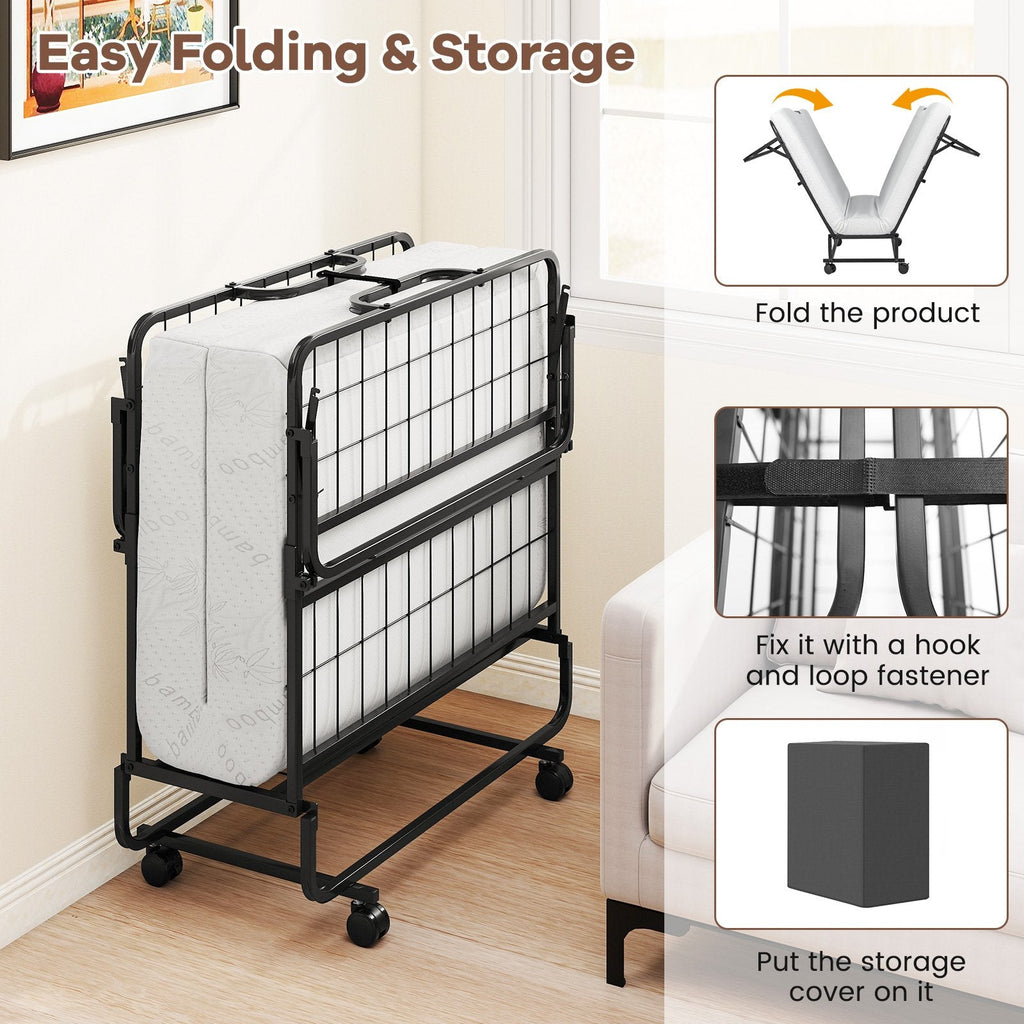 Twin Size Folding Bed with 5 Inch Mattress