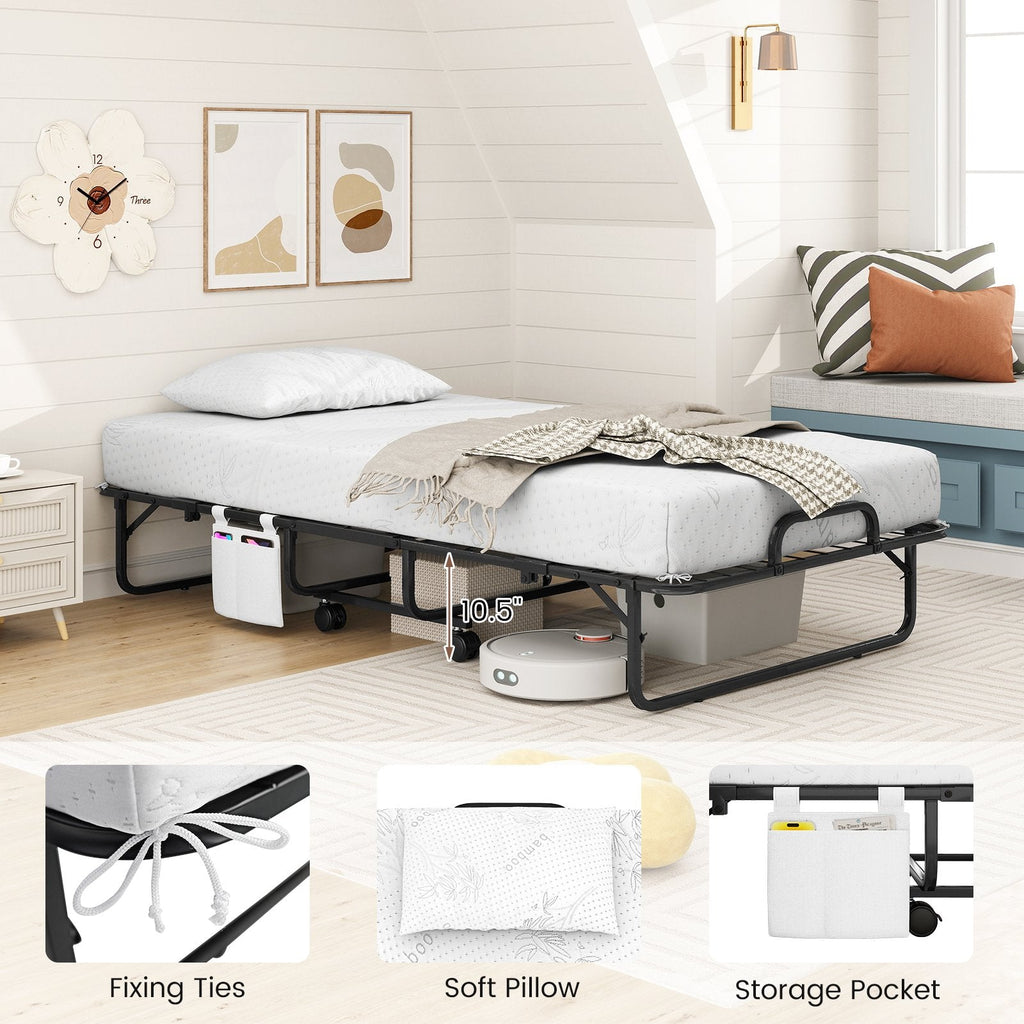 Twin Size Folding Bed with 5 Inch Mattress