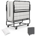 Twin Size Rollaway Guest Folding Bed with Mattress Sturdy Heavy Duty Frame