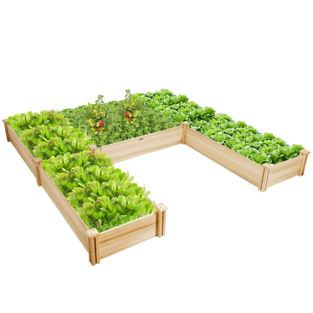 U-Shaped Wooden Garden Raised Bed for Backyard and Patio-Natural