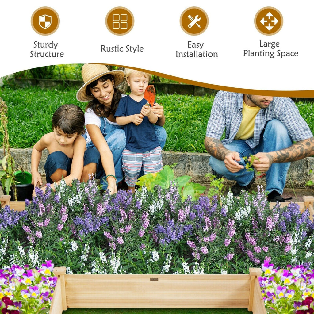 U-Shaped Wooden Garden Raised Bed for Backyard and Patio-Natural