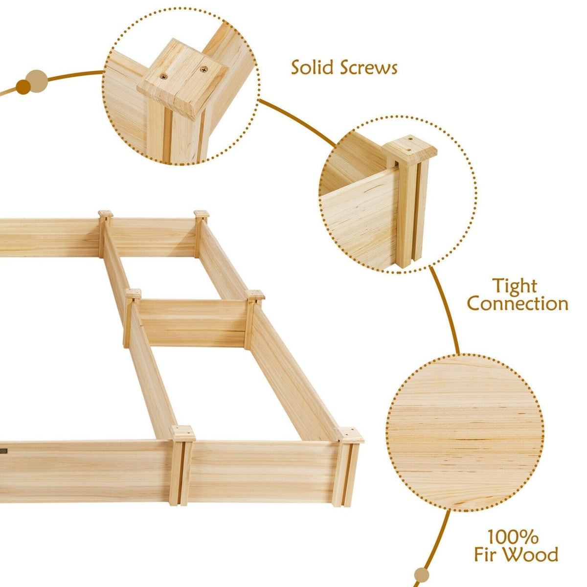 U-Shaped Wooden Garden Raised Bed for Backyard and Patio-Natural