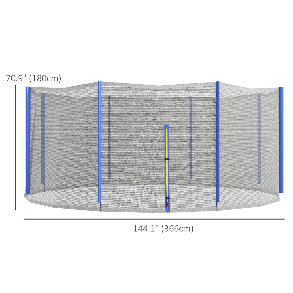 Trampoline Net Enclosure, Trampoline Netting Replacement with Zippered Entrance for 12ft Round Trampoline