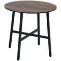 Ø31.5" Dining Room Table, Industrial Style Kitchen Table Round with Steel Legs, Rustic Brown