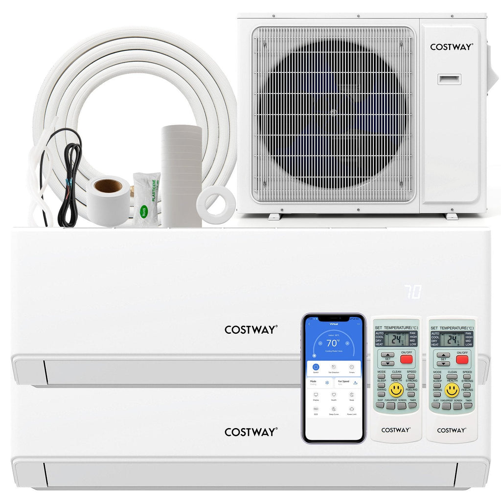UltrEco Series 18,000 BTU 2 Zone Mini Split Heat Pump with WiFi, 22 SEER2, 9K + 9K