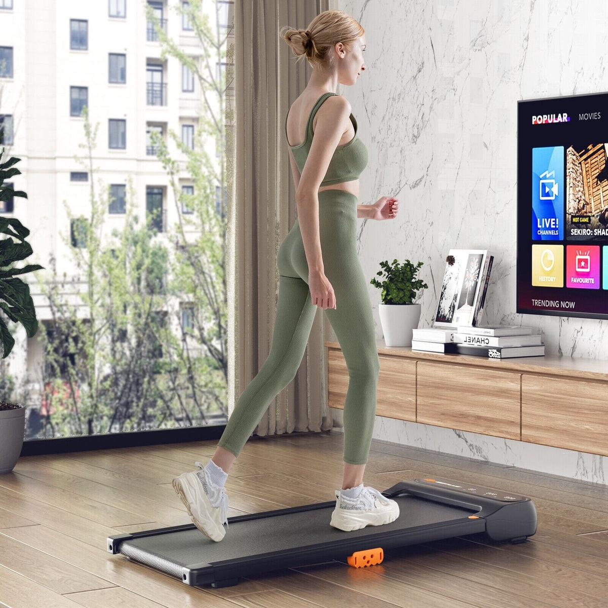 Under Desk Walking Pad Treadmill for Home/Office with Watch-Like Remote Control
