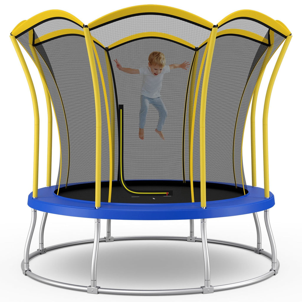 10 Feet Unique Flower Shape Trampoline with Galvanized Steel Frame-Yellow