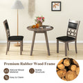 Set of 2 Dining Chairs with Patterned Cut Out Back and Padded Seat, Grey Wood