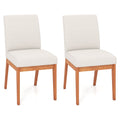 Set of 2 Parsons Dining Chairs with 4 Inch Thick Seat, Beige Faux Linen