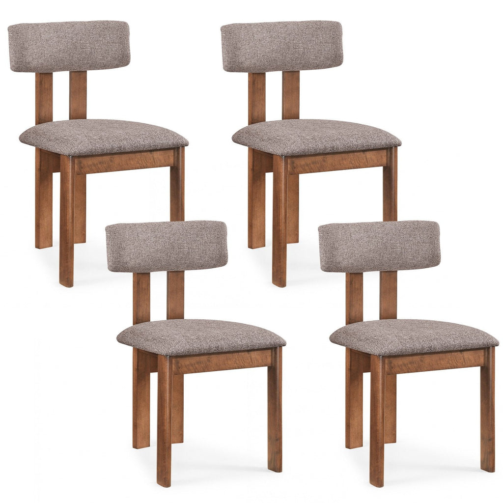 Set of 4 Walnut Dining Chairs with Floating Padded Backrest and Wide Seat