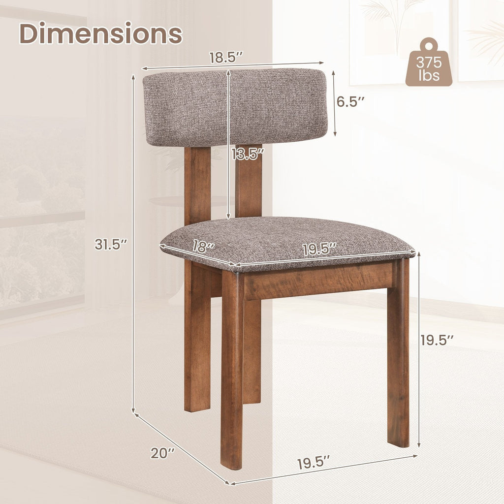 Set of 4 Walnut Dining Chairs with Floating Padded Backrest and Wide Seat